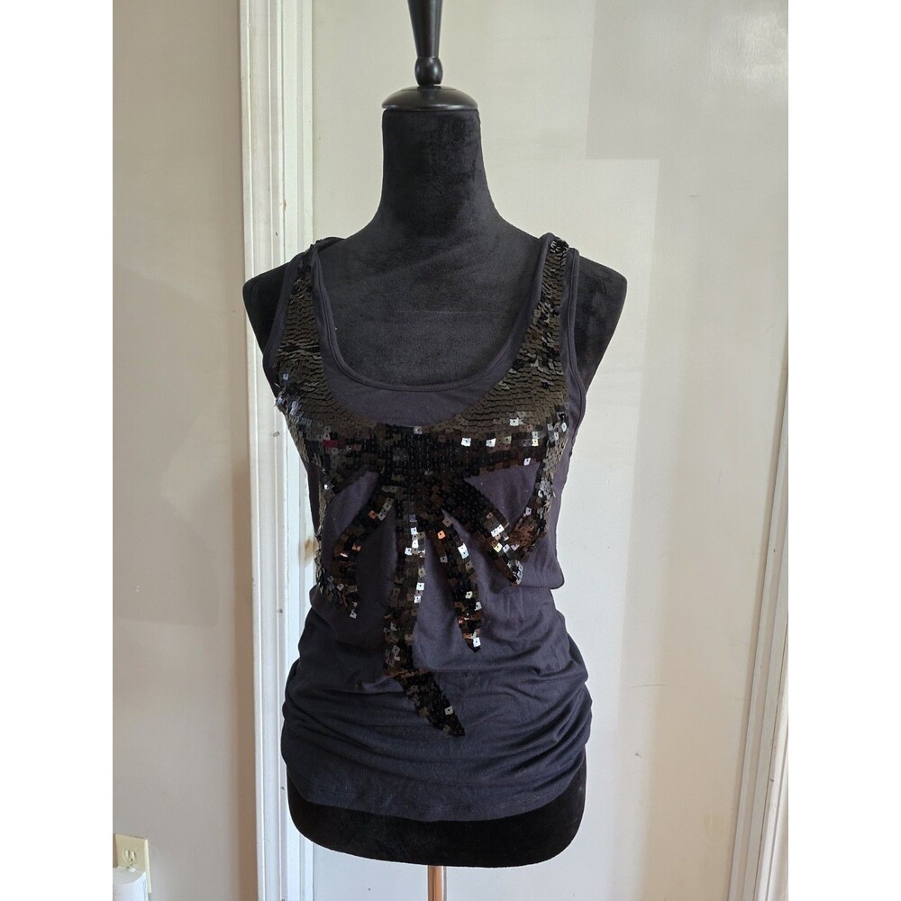 Miley Cyrus Max Azria Black Sequin Racerback Tank